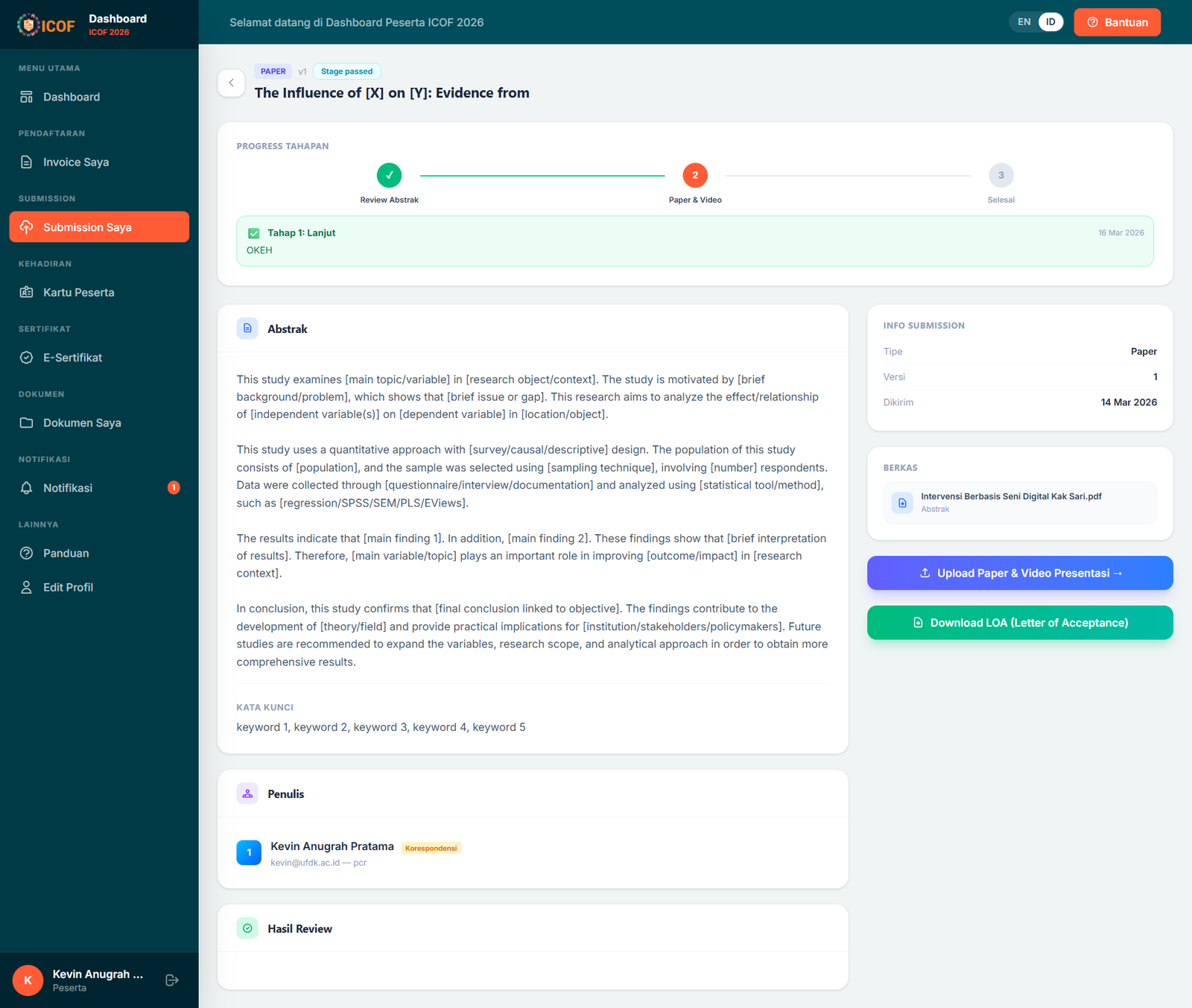 Status Review dan LOA