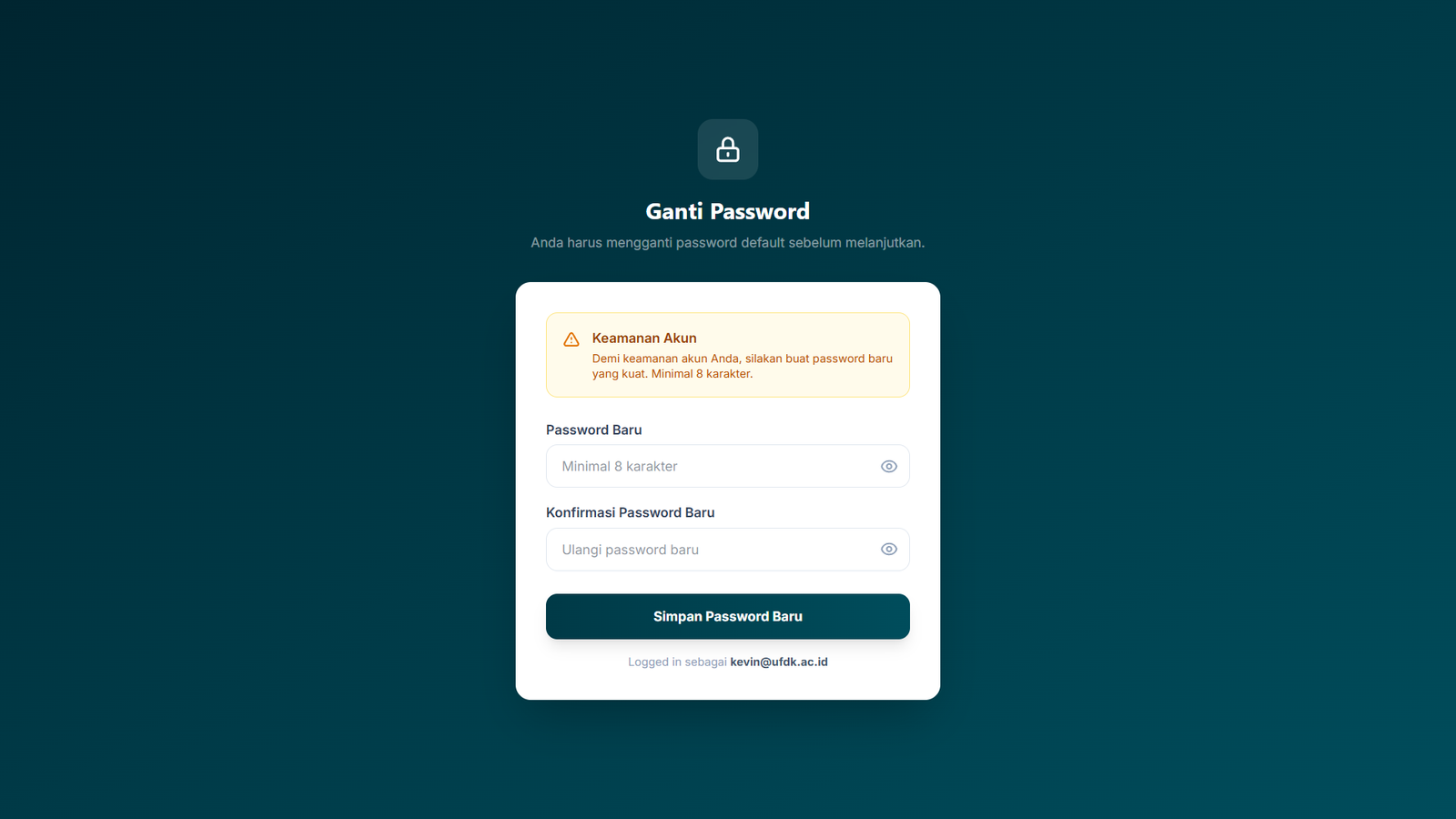 Halaman Ganti Kata Sandi
